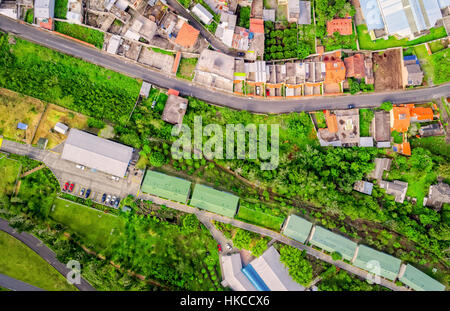 Luftaufnahme über Banos De Agua Santa, Provinz Tungurahua, Südamerika Stockfoto