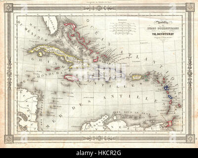 1852 Duvotenay Karte von West Indies Geographicus Westindien Duvotenay 1852 Stockfoto