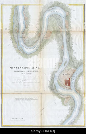 1865 U.S.C.S. Diagramm oder eine Karte des Flusses Mississippi um Kairo Illinois Geographicus RivMiss1Col USCS 1865 Stockfoto