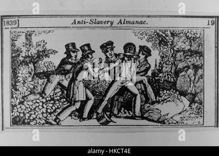 Dieses Kunstwerk mit dem Titel „Sklavenpatrouillen“ stellt visuell die historische Periode der Sklaverei in Amerika dar und zeigt die Patrouillen, die versklavte Bevölkerungen überwachten. Es dient als machtvolle Erinnerung an das dunkle Kapitel der Geschichte. Stockfoto