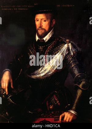 Gaspard de Coligny war ein französischer Admiral und ein prominenter Anführer der Hugenotten während der französischen Religionskriege, bekannt für seine Rolle beim Bartholomäus-Massaker. Stockfoto