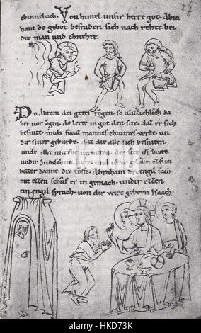 Das Millstätter Manuskript aus dem frühen Mittelalter zeigt ein reich verziertes Folio mit komplizierten Kalligrafien und Illustrationen. Diese Handschrift ist Teil des kulturellen und religiösen Erbes des mittelalterlichen Europas. Stockfoto