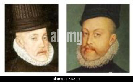 Ein historisches Kunstwerk, das Juan Carreño de Miranda oder Claudio Coello zugeschrieben wird und möglicherweise König Philipp II. Von Spanien in einem königlichen Porträt darstellt, das von Juan Pantoja de la Cruz beeinflusst wurde. Stockfoto