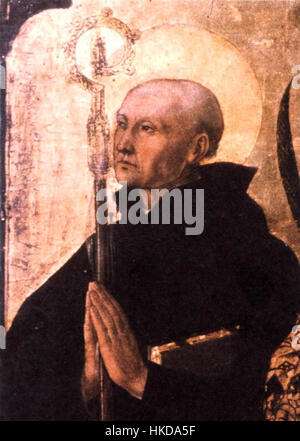 Severin von Noricum, ein Künstler um 1470, ist bekannt für seine Werke, die Stile und Techniken des Spätmittelalters widerspiegeln. Sein Gemälde fängt religiöse Themen mit einem Schwerpunkt auf detaillierten, stilisierten Figuren und lebendigen Farben ein. Stockfoto