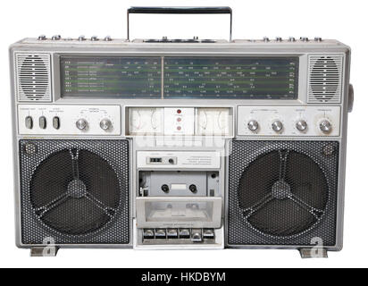 Einem alten Kassettenrekorder aus 70er Jahren isoliert Stockfoto