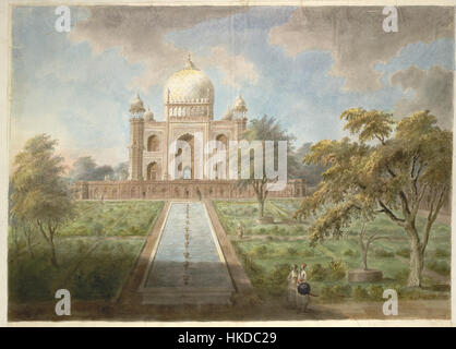 Das Grab von Safdar Jang in Delhi, Indien, ist ein wichtiges Beispiel der Mogularchitektur. Das 1754 erbaute Gebäude weist persische, afghanische und indische Architekturstile auf und ist eine prominente historische Stätte. Stockfoto