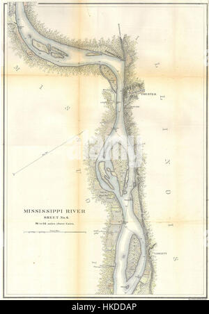 1865 U.S.C.S. Karte des Flusses Mississippi um Chester Illinois Geographicus RivMiss6 USCS 1865 Stockfoto