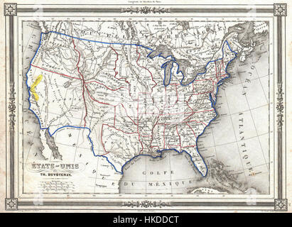 1852 Duvotenay Karte der Vereinigten Staaten (Gold Rush) Geographicus EtatsUnis Duvotenay 1852 Stockfoto