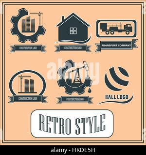 Satz von Retro-Logos für Industrie-und Bauunternehmen Stock Vektor