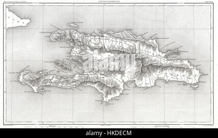 1859 Dufourkarte von Hispaniola oder Santo Domingo, West Indies (Haiti, Dominikanische Republik) Geographicus StDomingue Dufour 1859 Stockfoto