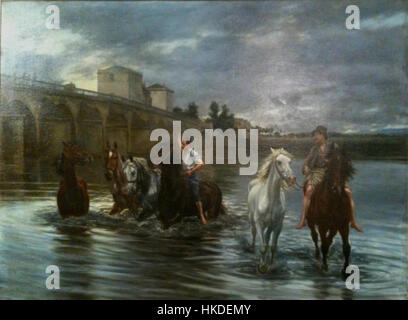 Bain des Chevaux Sous le Pont de Poissy 1893 Stockfoto