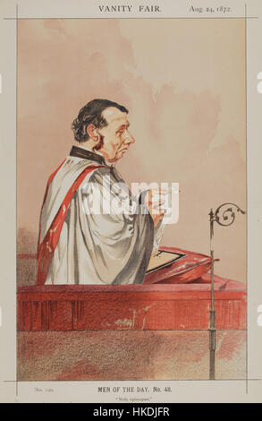 Diese Illustration von Charles John Vaughan, die am 24. August 1872 auf der Vanity Fair gezeigt wurde, ist eine Karikatur des britischen Theologen. Es fängt seine Besonderheiten mit Witz und scharfer Satire ein, die charakteristisch für den Ansatz der Zeitschrift zu bedeutenden Figuren der Zeit sind. Stockfoto