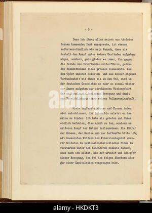 Politischen Testament von Adolf Hitler 1945 Seite 5 Stockfoto