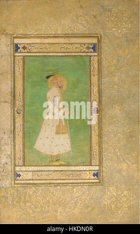 Aurangzeb, der Mogul-Kaiser, ist Gegenstand dieses historischen Kunstwerks. Das Gemälde fängt seine imposante Figur und die Pracht seiner Herrschaft ein. Als einer der bedeutendsten Herrscher Indiens bietet sein Kunstbild einen Einblick in die imperiale Mogul-Ära und ihre künstlerischen Traditionen. Stockfoto