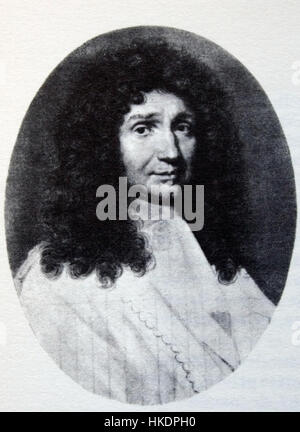 Dieses Porträt von Jean Baptiste Colbert, einem prominenten französischen Staatsmann und Minister unter Ludwig XIV., fängt seine Rolle in der wirtschaftlichen und administrativen Entwicklung Frankreichs des 17. Jahrhunderts ein. Stockfoto