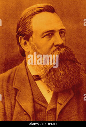 Ein Porträt von Friedrich Engels, Mitbegründer der marxistischen Theorie, ist in diesem Kunstwerk festgehalten. Das Stück spiegelt seinen intellektuellen Einfluss und seine politischen Beiträge wider, die für sozialistische Bewegungen und revolutionäres Denken des 19. Jahrhunderts von zentraler Bedeutung waren. Stockfoto