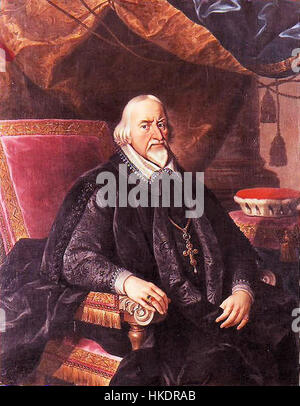 Dieses Gemälde von Johann Schweickard von Kron zeigt ein stilisiertes, detailreiches Porträt einer in aufwendiger Kleidung gekleideten Person. Bekannt für seine Präzision und seinen Fokus auf Textur spiegelt Krons Werk das Interesse des 18. Jahrhunderts an opulenter Mode und Porträtkunst wider. Stockfoto