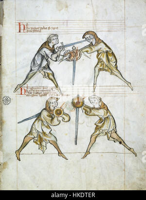 Diese Manuskript-Illustration „ms I33 fol 05r“ ist Teil eines historischen Werkes, das ein kompliziertes Detail aus einem mittelalterlichen Text darstellt. Die Kunst zeigt die detailreiche Handwerkskunst, die typisch für beleuchtete Manuskripte aus dieser Zeit ist. Stockfoto