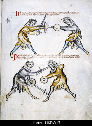 Diese Manuskriptseite von *Frau I33* zeigt eine wunderschön detaillierte Illustration, die einen Einblick in mittelalterliche Kunst und Schrift mit ihrem komplizierten Design und ihrer historischen Bedeutung bietet. Stockfoto