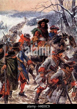 Batalla Turckheim ist ein historisches Gemälde, das die Schlacht von Turckheim, ein bedeutendes Ereignis im Dreißigjährigen Krieg, darstellt und militärische Taktiken und Kriegsführung des 17. Jahrhunderts veranschaulicht. Stockfoto