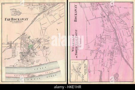 1873 Bier Karte von Far Rockaway, Queens, New York City Geographicus Rockaway Biere 1873 Stockfoto