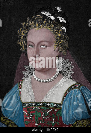 Elisabeth i. von England (1533-1603). Königin von England und Irland. Tudor-Dynastie. Kupferstich, 19. Jahrhundert. Stockfoto