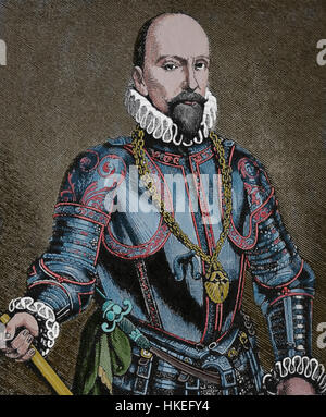 Alvaro de Bazan, 1. Marquis von Santa Cruz de Mudela (1526-1588). Spanische Admiral. Porträt. Kupferstich, 19. Jahrhundert. Stockfoto