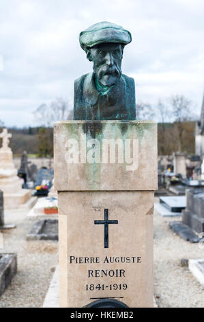 Grab von Pierre-Auguste Renoir und seine beiden Söhne auf dem Friedhof Essoyes (Nordost-Frankreich). Stockfoto