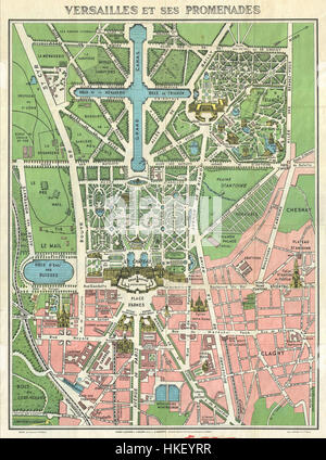 1920er Jahre Leconte Karte von Paris w Denkmäler und Karte von Versailles Geographicus ParisVersailles Leconte 1920er Jahre 2 Stockfoto