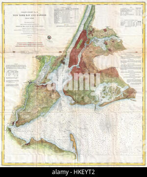 1861 US Coast Survey Karte von New York City Bay und Hafen Geographicus NewYorkBayHarbor4 Uscs 1861 Stockfoto