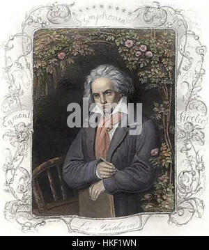Ein posthumes Porträt von Ludwig van Beethoven, das den ikonischen Komponisten nach seinem Tod darstellt. Das Kunstwerk fängt seine Merkmale auf der Grundlage historischer Beschreibungen ein und spiegelt sein Vermächtnis und seinen Einfluss auf die klassische Musik wider. Stockfoto