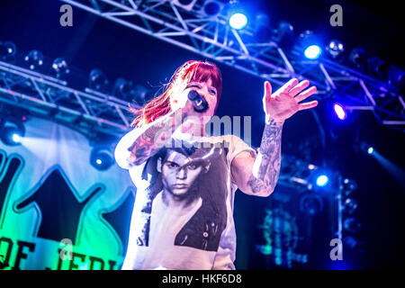 Trezzo Sull'adda, Italien. 26. Januar 2017. US-amerikanische Metalcore-Band Walls of Jericho live in Italien führt: Mairo Cinquetti/Pacific Press/Alamy Live News Stockfoto