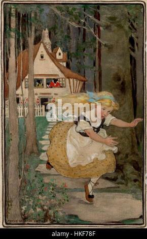 Jessie Willcox Smiths Illustration von „Goldilocks und die drei Bären“ wurde in Swifts Premium Soap Products Kalender verwendet. Das Artwork mit den bekannten Märchenfiguren ist mit Smiths charakteristischem sanften, kindlichen Stil dargestellt und fängt einen Moment der Laune und Unschuld ein. Stockfoto