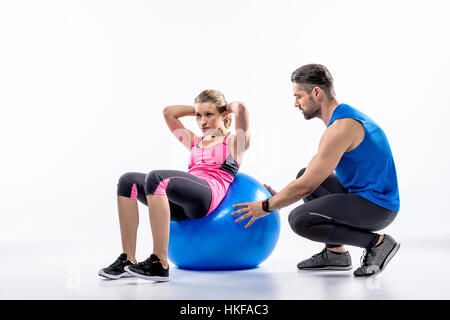 Frau dabei abs training Stockfoto