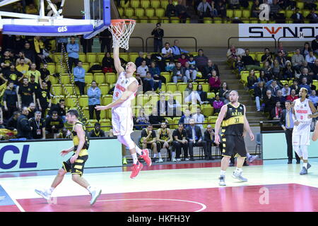 Monaco. 26. Januar 2017. Basketball-Europa-Champions-league-AS Monaco - Aris Salonique (80-66). Bildnachweis: Philippe Lombard/Pacific Press/Alamy Live-Nachrichten Stockfoto