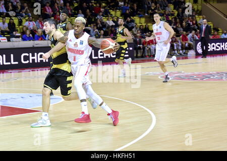 Monaco. 26. Januar 2017. Basketball-Europa-Champions-league-AS Monaco - Aris Salonique (80-66). Bildnachweis: Philippe Lombard/Pacific Press/Alamy Live-Nachrichten Stockfoto