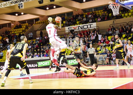 Monaco. 26. Januar 2017. Basketball-Europa-Champions-league-AS Monaco - Aris Salonique (80-66). Bildnachweis: Philippe Lombard/Pacific Press/Alamy Live-Nachrichten Stockfoto