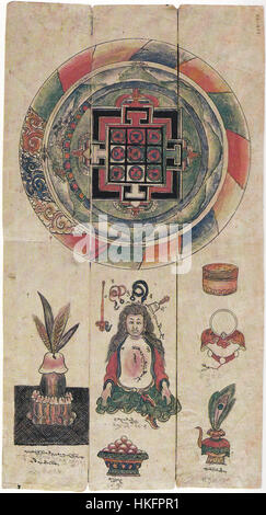 Dieser Text aus den „geheimen Visionen des Fünften Dalai Lama“ ist ein bedeutendes tibetisch-buddhistisches Manuskript, das die spirituellen und philosophischen Lehren des Dalai Lama enthüllt und Einblicke in die tibetischen religiösen Traditionen bietet. Stockfoto