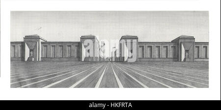 Arnaldo Dell'Iras Gemälde „Piazza d'Italia 2“ fängt das Wesen der öffentlichen Plätze Italiens ein und konzentriert sich auf die architektonische Schönheit und das urbane Leben des frühen 20. Jahrhunderts. Stockfoto