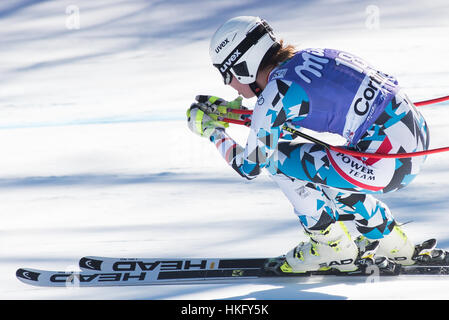 Cortina d ' Ampezzo, Italien. 27. Januar 2017. Christine Scheyer Österreich auf der Strecke, während das Abfahrtstraining in Cortina d ' Ampezzo, Italien am 27. Januar 2017. Bildnachweis: Rok Rakun/Pacific Press/Alamy Live-Nachrichten Stockfoto