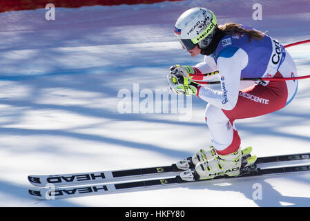 Cortina d ' Ampezzo, Italien. 27. Januar 2017. Corinne Suter der Schweiz auf dem Platz beim Abfahrtstraining in Cortina d ' Ampezzo, Italien am 27. Januar 2017. Bildnachweis: Rok Rakun/Pacific Press/Alamy Live-Nachrichten Stockfoto