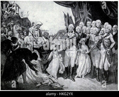 Lord Cornwallis empfangen die Söhne von Tipu Sulta als Geiseln, 1792 Stockfoto