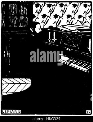 Le Piano (1896) ist ein Ölgemälde, das eine musikalische und häusliche Szene aus dem späten 19. Jahrhundert einfängt. Das Werk spiegelt den künstlerischen Stil seiner Zeit wider, mit einem Fokus auf intime Momente und detailreiche Inneneinrichtung. Stockfoto