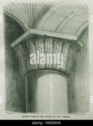 Ein Gemälde von William Francis Ainsworth mit dem Titel „Another Pillar in the Vaults of the Temple“ (eine weitere Säule in den Gewölben des Tempels), das 1870 geschaffen wurde. Das Kunstwerk stellt ein religiöses oder architektonisches Thema dar und unterstreicht die Pracht eines Tempelbaus. Stockfoto