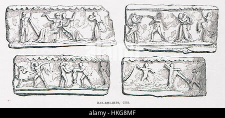 BAS-Reliefskulpturen von Cos Allan John H. aus dem Jahr 1843 bieten detaillierte Darstellungen historischer Szenen, die die Handwerkskunst der Skulptur aus dem 19. Jahrhundert und den künstlerischen Stil dieser Zeit erfassen. Stockfoto