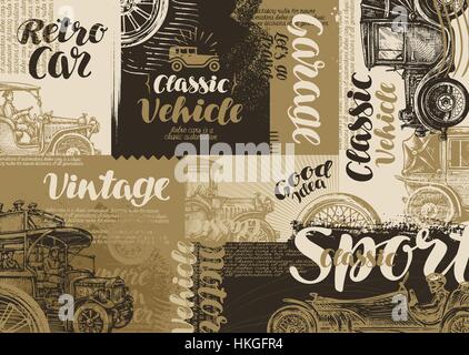 Retro-Auto. Vintage Poster oder Banner. Vektor-illustration Stock Vektor