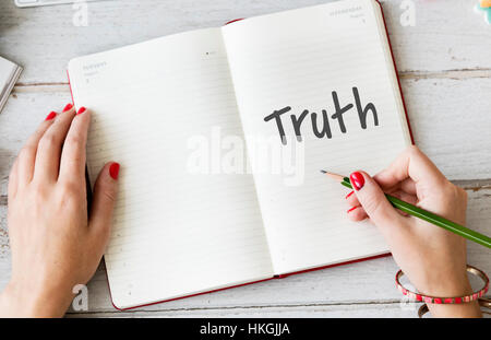 Wahrheit wirklich vertrauenswürdige Ehrlichkeit realistisches Konzept Stockfoto