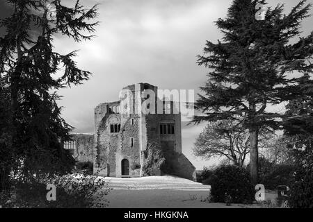 Winter Schnee, Newark Castle, Newark auf Trent, Nottinghamshire, England, UK Stockfoto