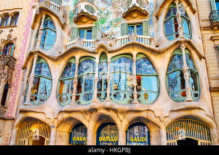 Casa Batllo Hausentwurf von Antonio Gaudi, Barcelona, Katalonien, Spanien Stockfoto
