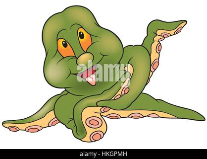 Grüne fröhliche Octopus Stock Vektor